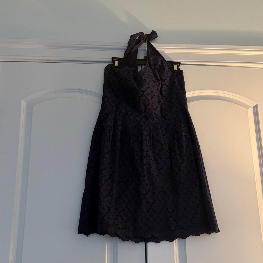 Lilly Pulitzer Navy Halter Eyelet A-Line Dress